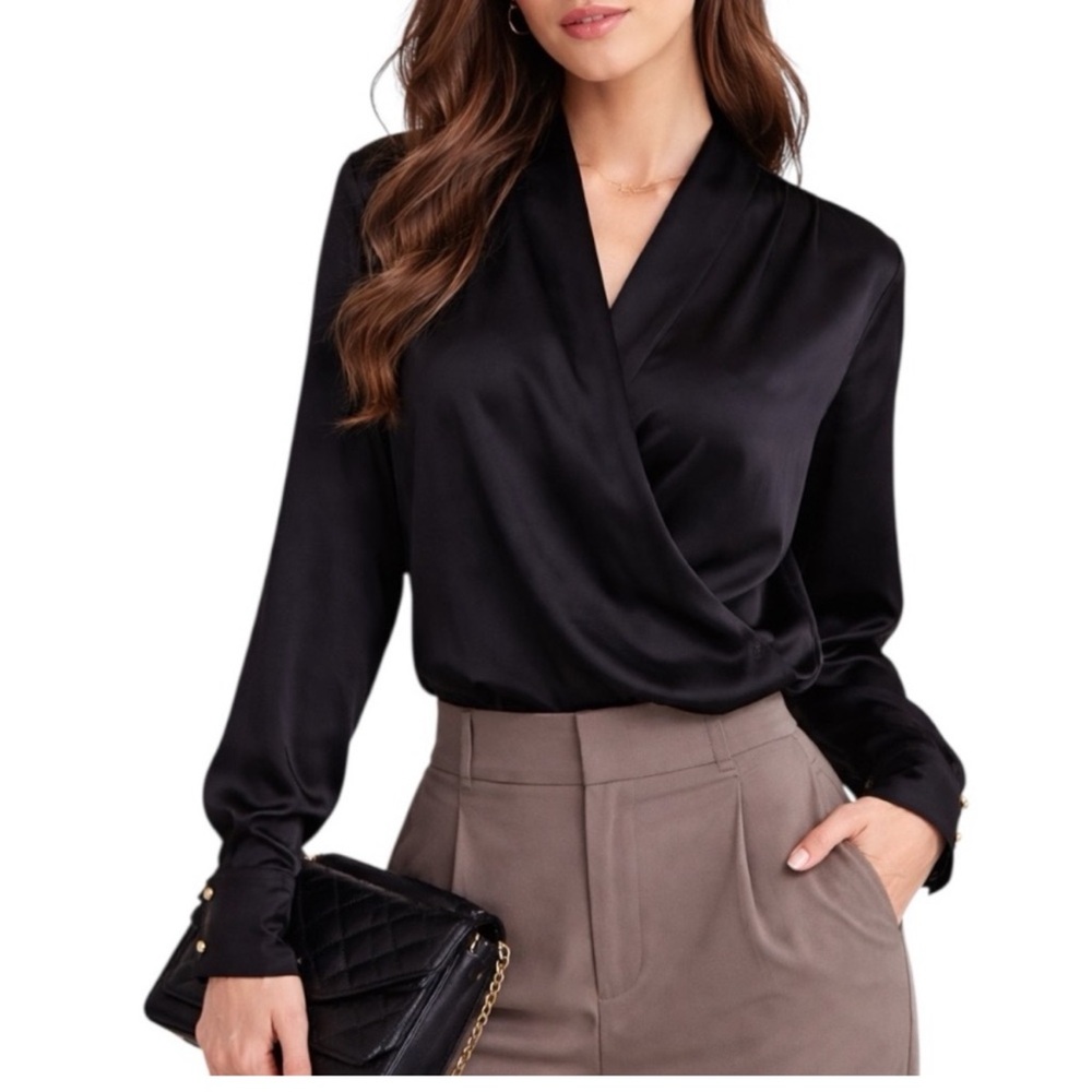 Silky Soft Draping Blouse Top - Picture 9 of 9